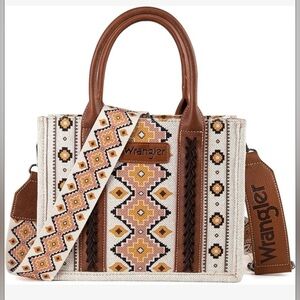NEW Wrangler Aztec Print Canvas Tote Western Shoulder Bag